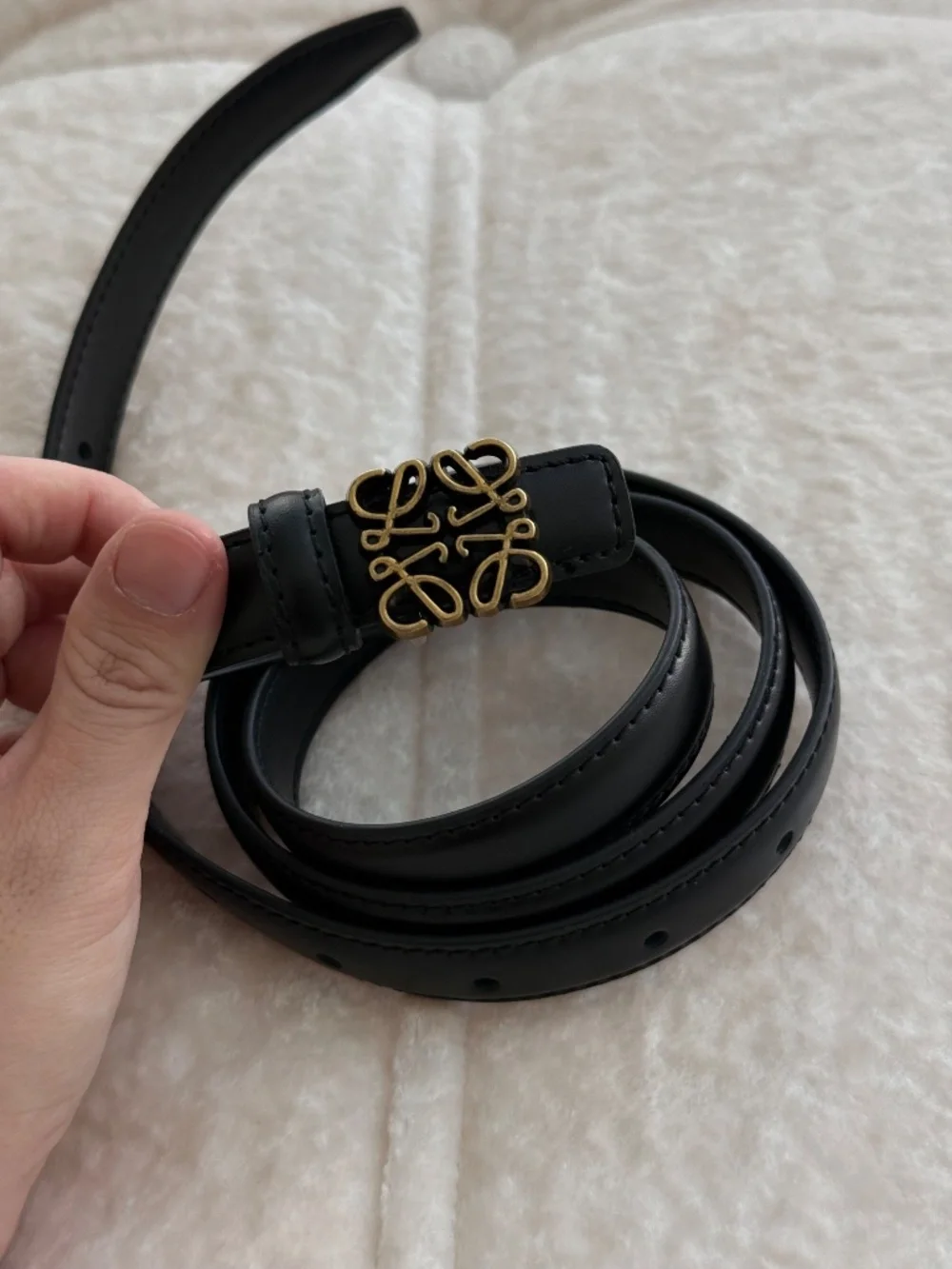 Loewe Black Leather Anagram Logo Belt